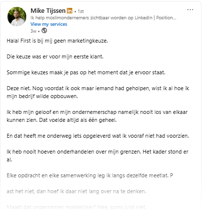 Post van Mike Tijssen over halal-first